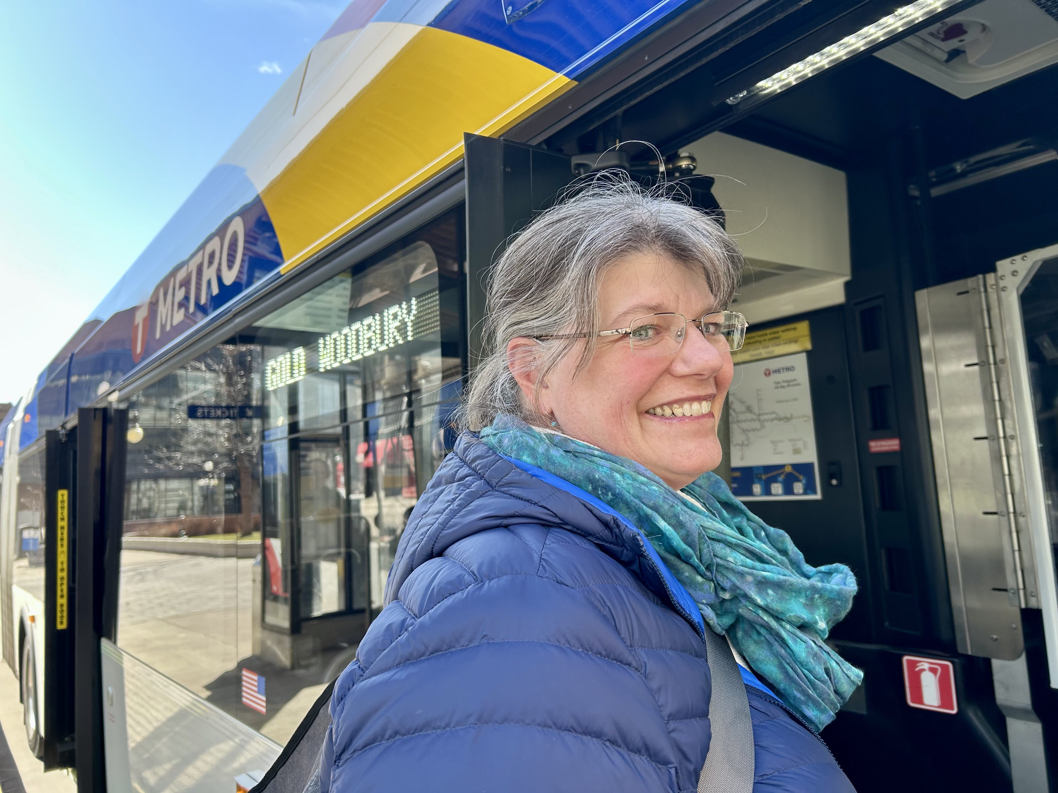 Gold Line rider Natasha boards a Gold Line bus in Saint Paul.